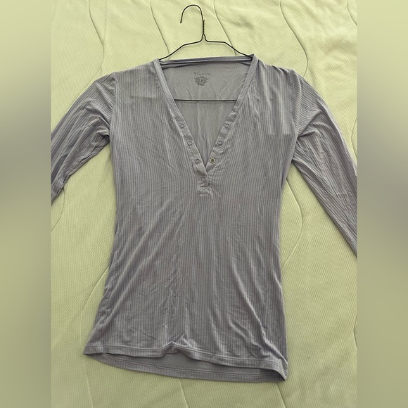 Lavender Whipped Henley Long Sleeve Top and Short Set - Picture 7 of 13